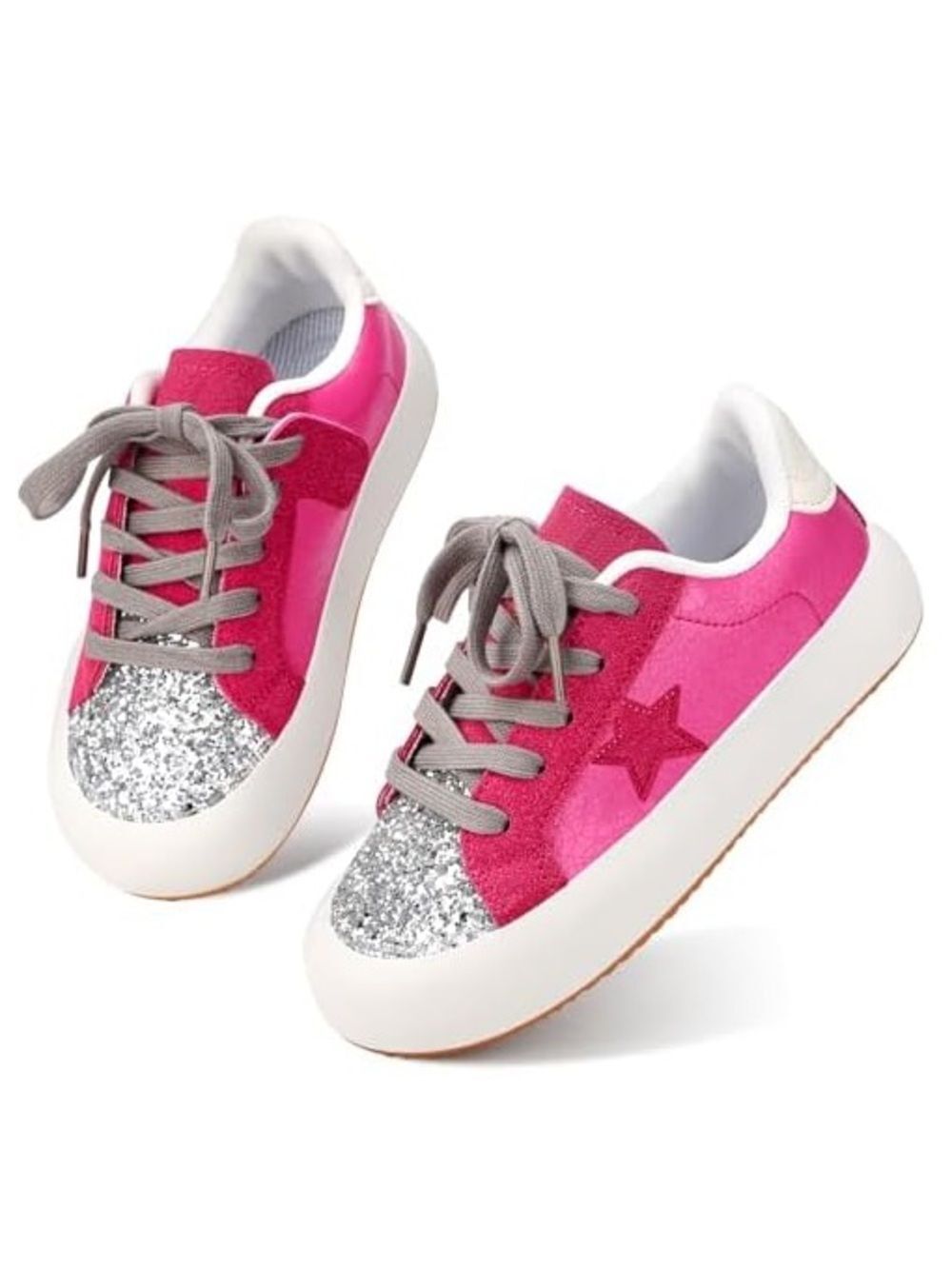(T5) Glitter sneakers for girls, lightweight & non slip, 34EU/4US litle girls - Picture 2 of 14